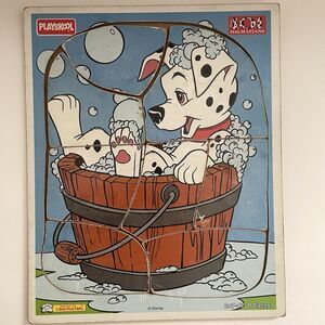 VTG 101 DALMATIANS ~ PlaySkool Wooden Tray Puzzle #247-07, 8 Pieces, Made In USA